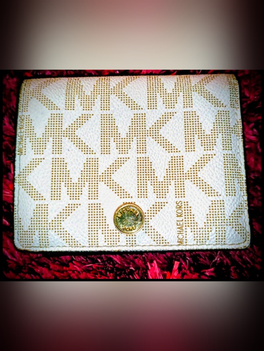 Michael Kors Cream & Gold Signature MK Coin Wallet